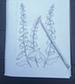 'Foxgloves' An original linoprint of foxgloves with a green background. - Image 10