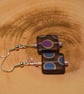 Czech glass very Grape Peacock matt square earrings - Image 4