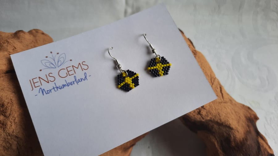 St David's Flag Themed Beadwork Earrings