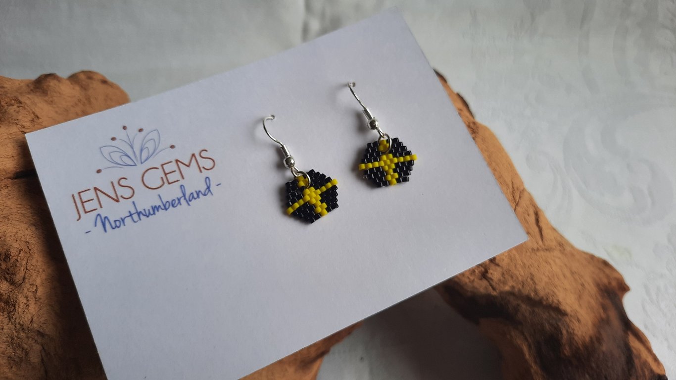 St David's Flag Themed Beadwork Earrings