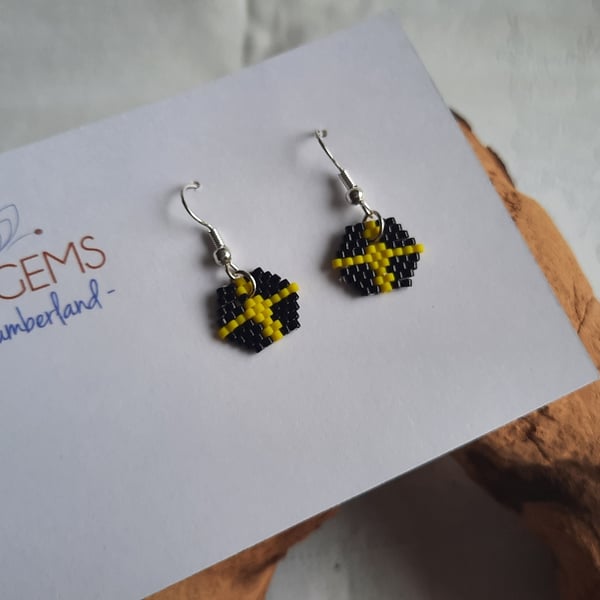 St David's Flag Themed Beadwork Earrings