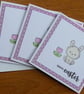 Pack of 3 Mini Easter Cards - Bunny - Pink Polka Dots - Image 3
