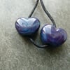 purple lampwork glass heart beads