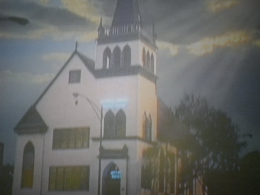  The Pink Chapel A4, unframed ,mounted, free hook & easel,free shipping Ref 2388