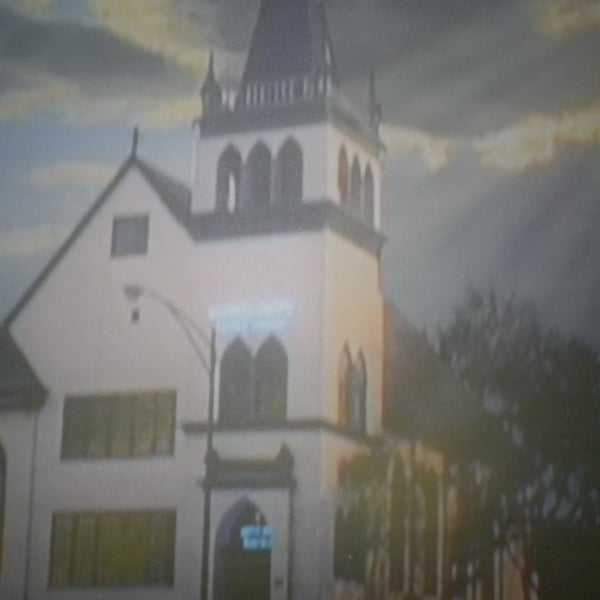  The Pink Chapel A4, unframed ,mounted, free hook & easel,free shipping Ref 2388