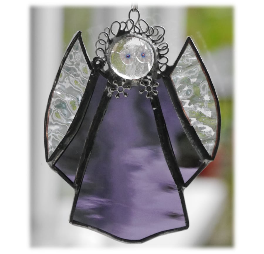 RESERVED Angel Suncatcher Stained Glass purple Christmas 008