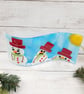 Melting Snowman Christmas Decoration; Fused Glass Snowman Wave - Image 2