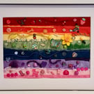 Rainbow Multicoloured Child Bedroom Framed Artwork made with recycled materials