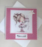 Pretty girl with cake make a wish birthday card  - Image 5