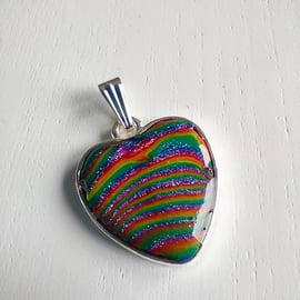 Dark Psychedelic Heart Rainbow Pendant