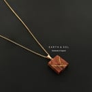 Dainty Kintsugi Necklace. Redwood Sequoia Wood Inlaid With 22ct Gold