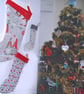 Christmas Stocking Robin Red Green Scandi Robins Xmas Stockings 14" - Image 5