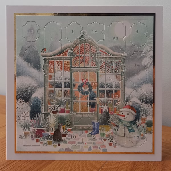 Advent Calendar Style Christmas Card - In The Greenhouse