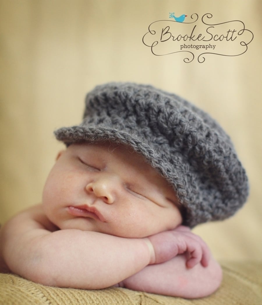Newborn Baby Boys Flatcap  Photo Prop Hat