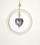 Glass ring pendant with black patterned heart - Image 5