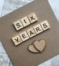 Personalized Anniversary Card with Wooden Tiles & Hearts