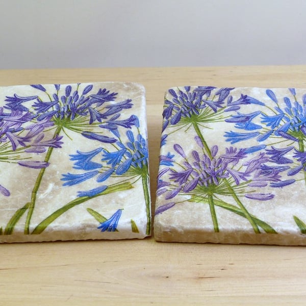 Marble 'Agapanthus' Coasters