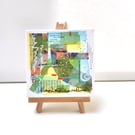 Small Abstract Art Painting Collage, Original work on canvas 