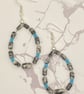 Wire teardrop earrings with pinolith stone tubes  - Image 2