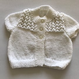 Hand knitted baby short sleeved cardigan