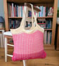 Crochet market bag - Pinks and pale yellow