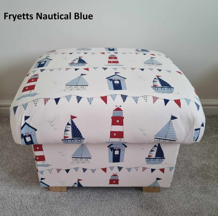 Storage Footstool Fryetts Maritime Boats Fabric... - Folksy