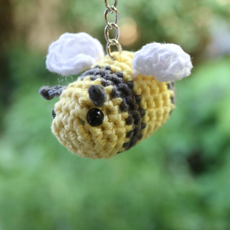 Handmade Honey Bee Crochet Keyring - Yellow