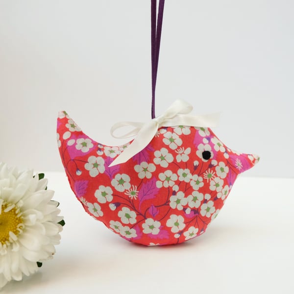 Liberty Mitsi Orange Floral Fabric Lavender Scented Mini Bird