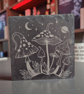 Slate Coaster – Mystical Mushrooms with Moon & Stars (10 x 10cm)