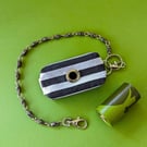 Dog Poop Bag Holder Mini Dog Poo Bag Dispenser, Black and White Stripes Handmade