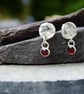 Sterling Silver Garnet Drop Stud Earrings, Handmade Urban WEDDING