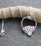 Fused sterling silver granulation pendant, chalcedony cabochon setting, handmade - Image 9