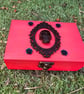 Gothic Skull Black Rose Jewellery Box, Handmade Neon Pink Wooden Keepsake Box