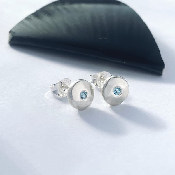 Recycled Silver earrings, silver stud earrings,pebble stud earrings 