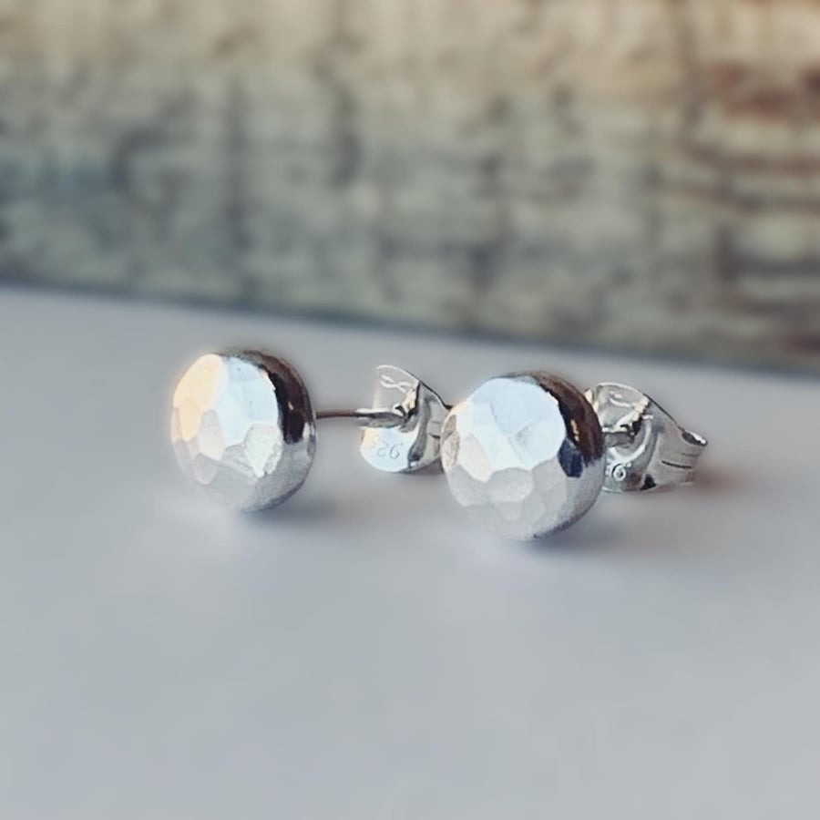 Handmade Recycled Sterling Silver Stud Earrings 