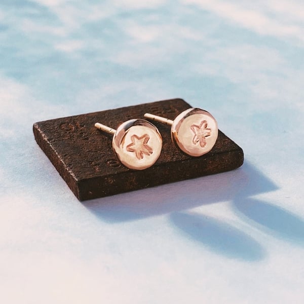 GOLD Solid 9 carat gold earrings Star Stud Earrings, Handmade Urban Jewellery