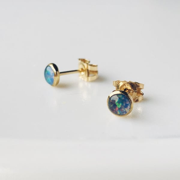 Gold Opal Stud Earrings, 9 carat Gold stud earrings