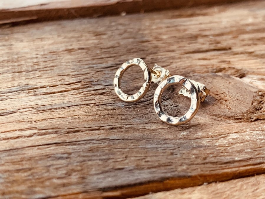 Recycled 9 carat Gold hoop Stud Earrings
