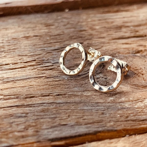 Recycled 9 carat Gold hoop Stud Earrings