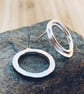 SILVER Stud Hoop Earrings, Handmade,Urban Design Jewellery
