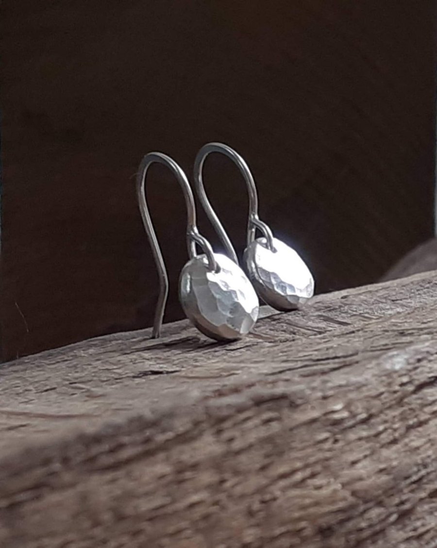 HANDMADE Recycled STERLING SILVER drop earrings