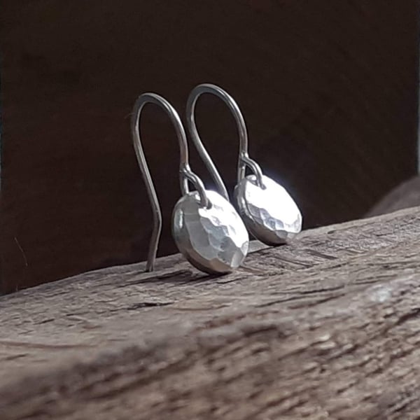 HANDMADE Recycled STERLING SILVER drop earrings