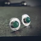 Sterling Silver GEMSTONE Aventurine Stud Earrings Handmade Urban Jewellery