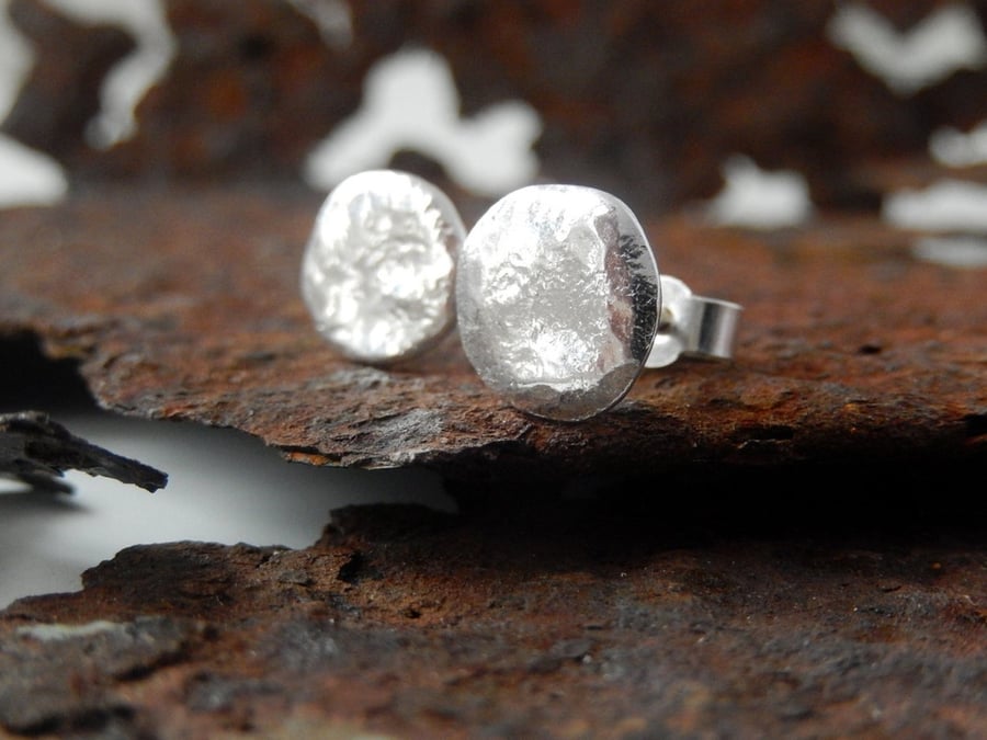 RECYCLED sterling silver stud earrings