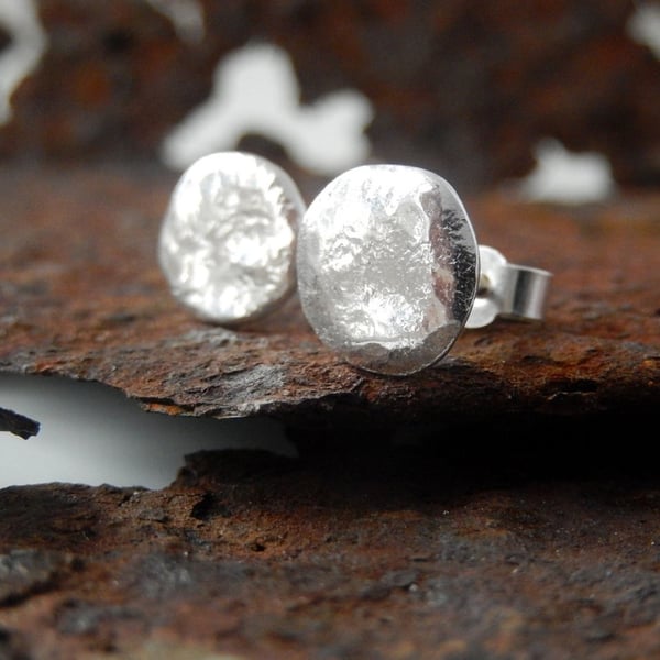 RECYCLED sterling silver stud earrings