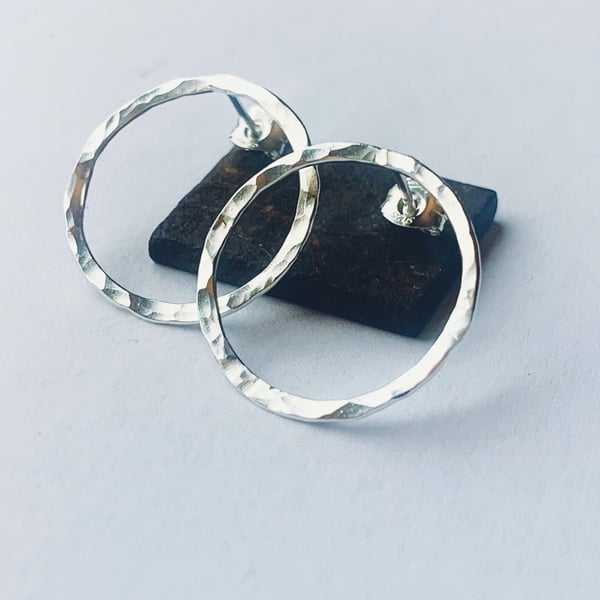 Recycled Sterling Silver Hoop stud earrings by Nyaki Punk Jewellery