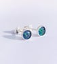 HANDMADE Sterling Silver Opal  Stud Earrings 