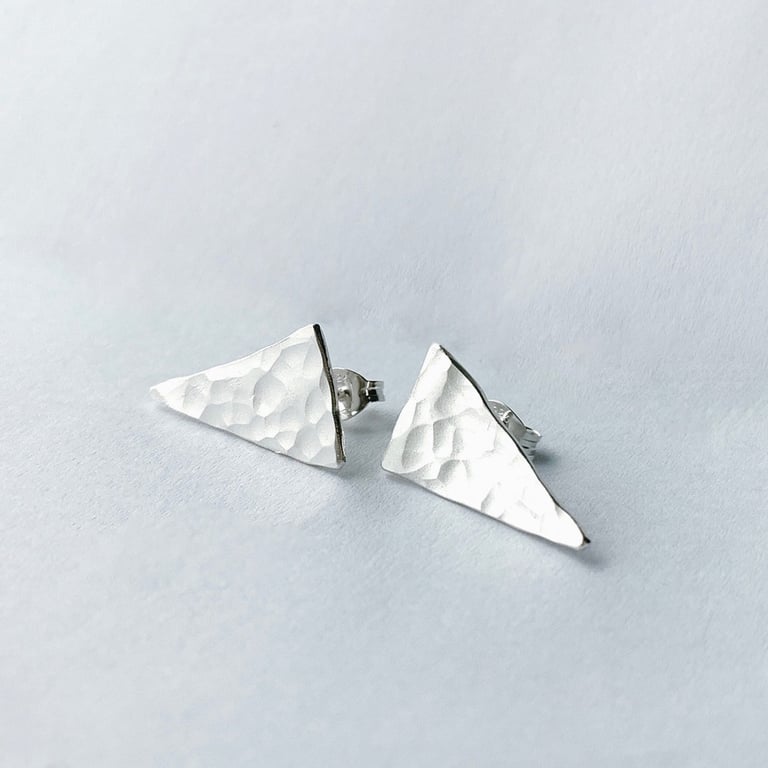 STERLING SILVER  triangle stud earrings, handmade Urban Design Jewellery