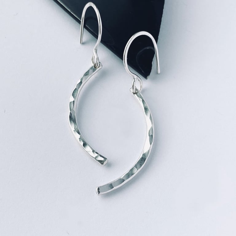 Sterling silver arc drop earrings, Handmade Urban Designed Jewellery