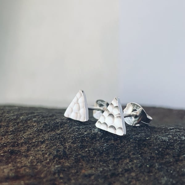SILVER triangle stud earrings, Handmade Urban Jewellery